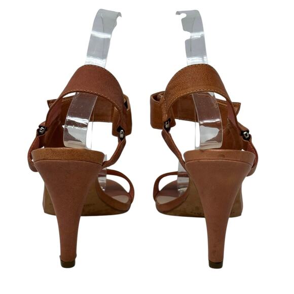 Loeffler Randall Pink Tan leather slingback straps Sandal Heels size 9B - Picture 2 of 13